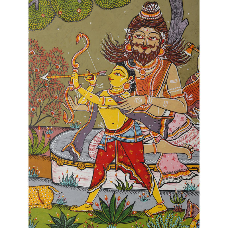 The Sage Valmiki Train Luv - un épisode du Ramayana | Aquarelle sur toile faite à la main