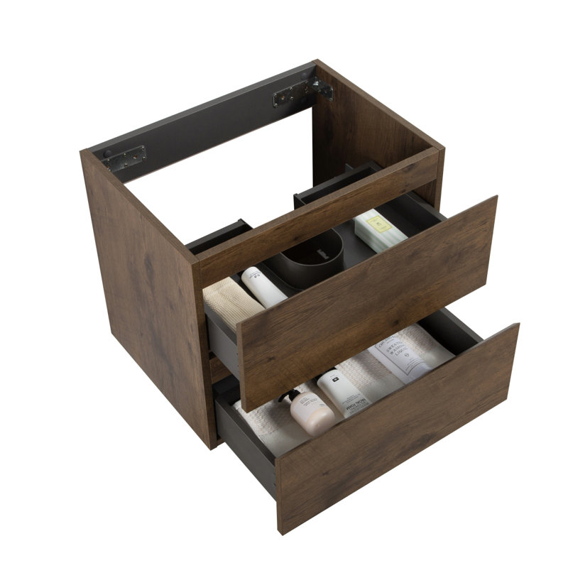 Armoire murale SANS lavabo avec deux tiroirs, Noyer