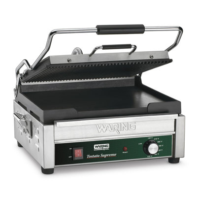 Waring 14.5 in. Cast Iron Non Stick Electric Grill Sandwich Maker & Panini Press with Lid
