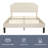 Sietje Bed with Button Tufted Upholstered Headboard, Strong Wooden Slats Queen Size Platform Bed Frame, No Box Spring Needed, Easy Assembly, Beige-2038162442-2038162440