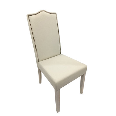 Elegant Ivory 22.5"D x 18.5"W x 41.5"H Tufted Back Dining Chair with Nailhead Trim