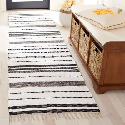 Tapis rayé ivoire / noir Maytham Kilim 201 STK201A