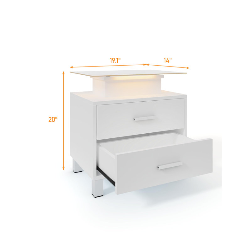 Ensemble de tables de bout à 2 tiroirs Weern, Blanc