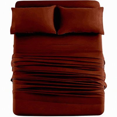 Luxury Heather Cotton Jersey Sheet Set - Twin XL Brown - Soft Comfortable T-Shirt Sheets - All Season Bedding - Deep Pocket 4Pc Bed Sheets