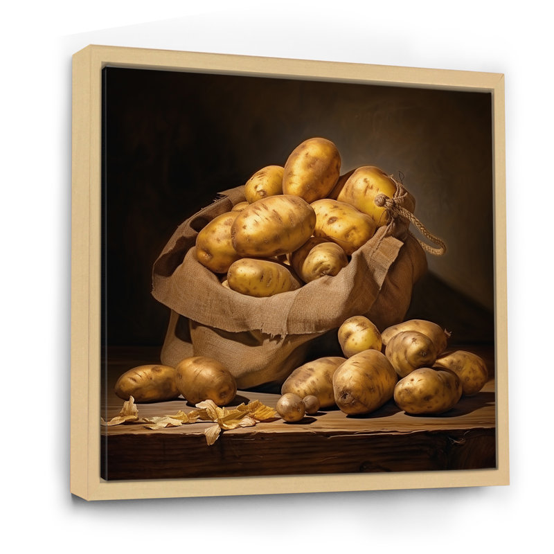 «Potato Amber» - reproduction sur toile, Cadre naturel flottant, H 36 po x l 36 po x P 1,5 po