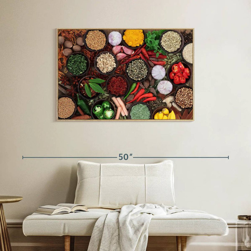 Épices fraîches, Cadre flottant en bois naturel, 40 po x 27 po