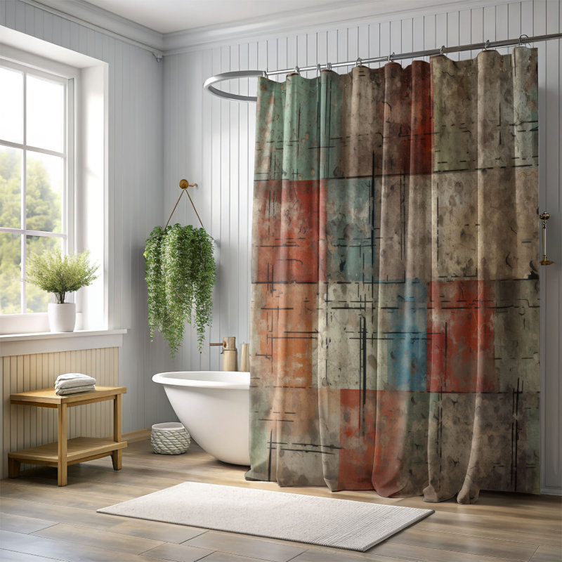 Rideau de douche Retro Rainbow Premium, L 71 po x L 74 po