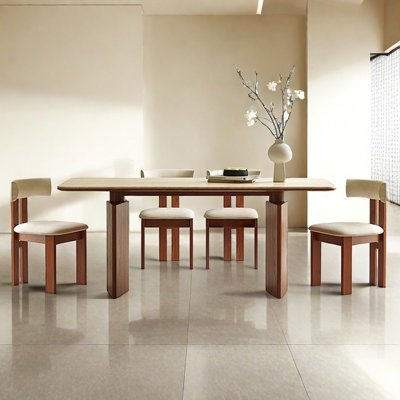 Cave stone slab rectangular dining table