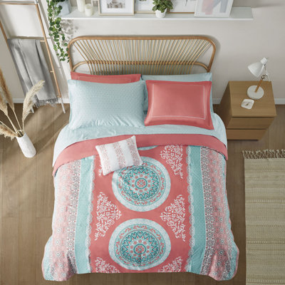 Ensembles de literie Boho, édredon en polyester doux et draps, conception à médaillon moderne pour la chambre à coucher