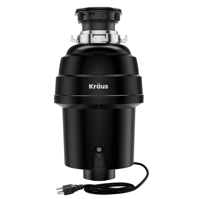  KRAUS WasteGuard 1 HP Continuous Feed Garbage Disposal with Ultra-Quiet Motor for Kitchen Sinks with Power Cord and Flange Included