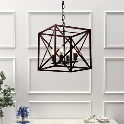 4 - Light Dimmable Lantern Square / Rectangle Chandelier