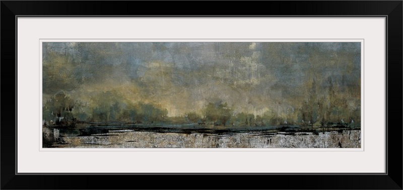«Bellarose Poetic Landscape» par Liz Jardine, reproduction d'art, H 24 po x l 56 po x P 1 po, Cadre noir