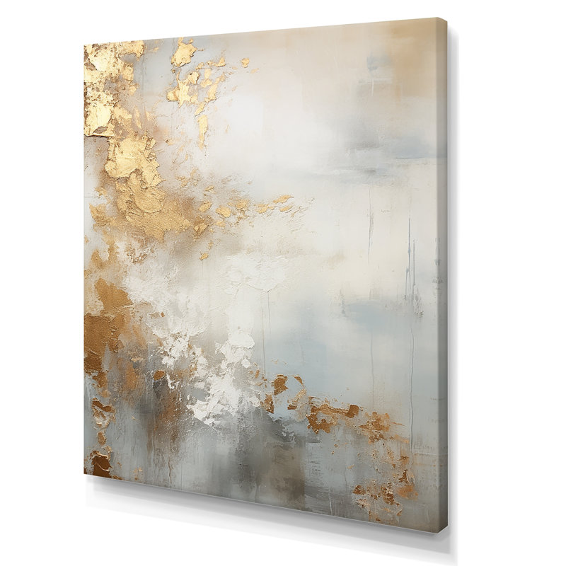Beige bleu or océan tempête I - formes abstraites, impressions d'art mural, Toile tendue, 32" H x 24" W