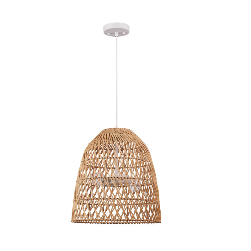 Lustre 2 lumières avec abat-jour en bambou naturel et rotin Verda