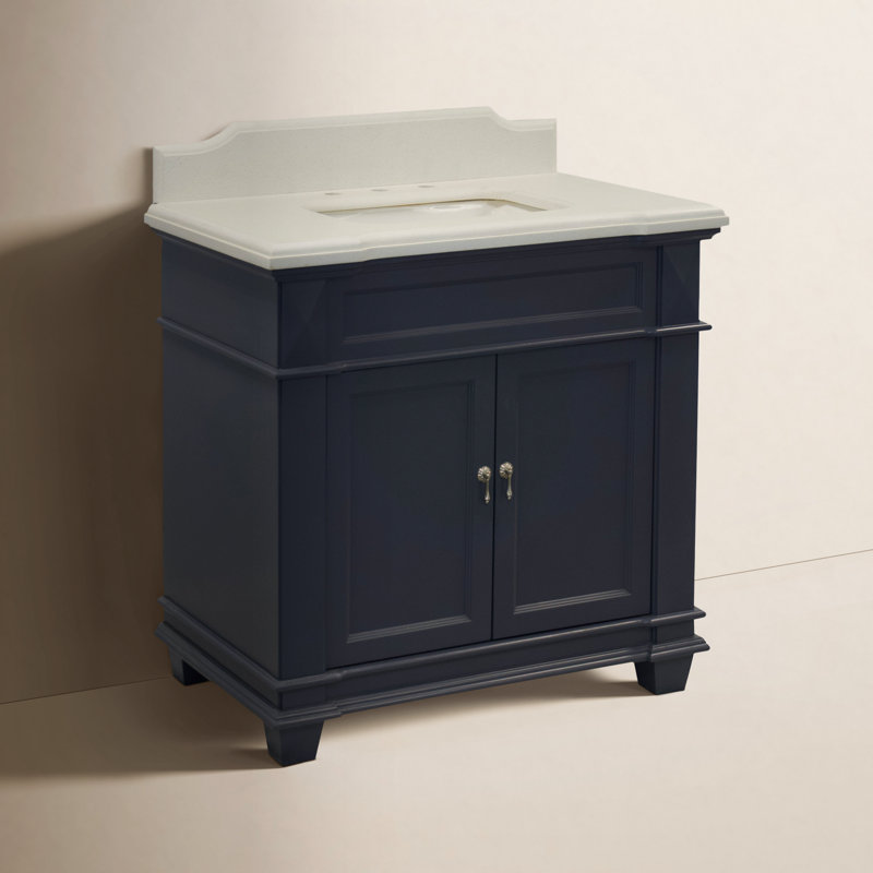 Ensemble de meuble-lavabo simple 36 po Aoibhin, Gris marine, Quartz blanc