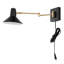 Applique murale portative de charge USB à 1 lumière en fer de style Mid-Century 16 po Jaco, noir / laiton doré-67638195