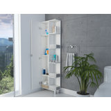 Urano Mirror Door Linen Cabinet with Open & Closed Shelving