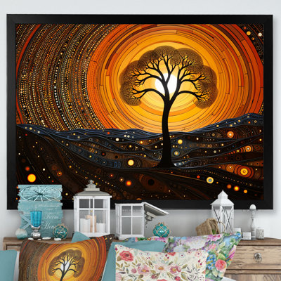 Arbre d'acacia africain dans le désert II - Art africain encadré