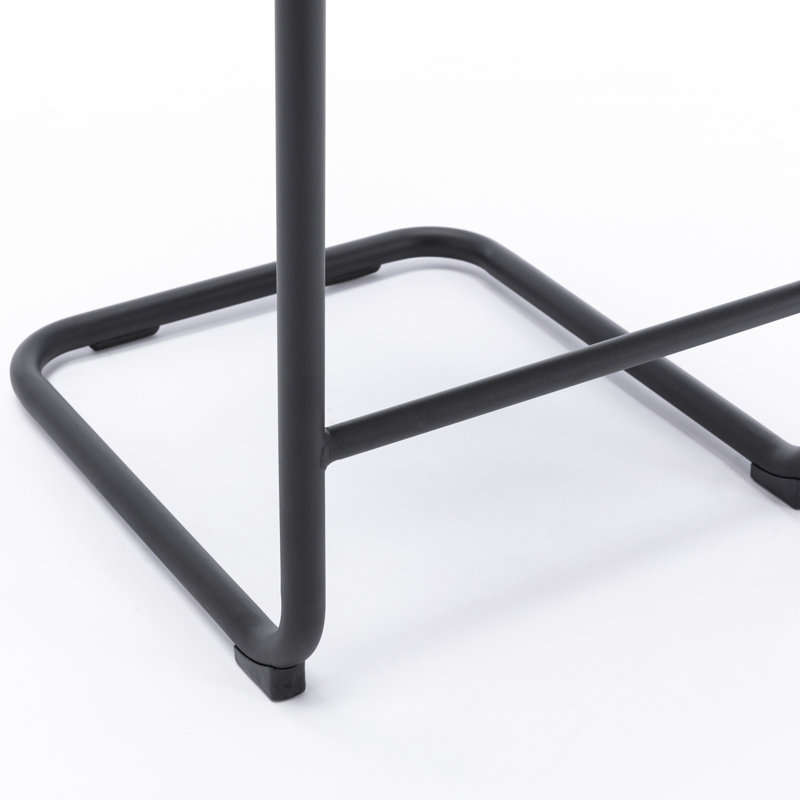 Olive Green Velvet Upholstered Counter Stool with Black Metal Frame