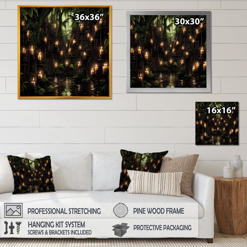 Bougie rituels éclairés par la lune - art mural, Cadre simple noir, H 16 po x l 16 po x P 1 po