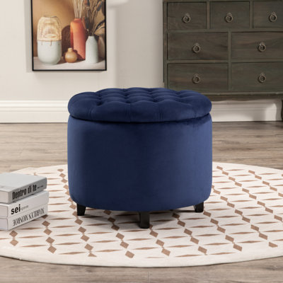 Briana Velvet Tufted Round Storage Ottoman