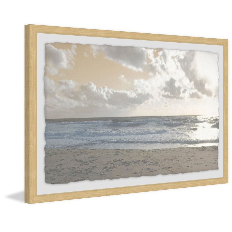 Serene Sea III - Single Picture Frame Print, 61cm H x 91cm W , Natural Framed