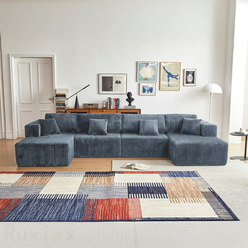 Ensemble de canapé modulaire en tissu Corduroy Cloud Couch