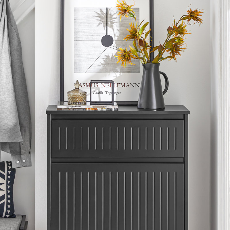 6 Pair Shoe Cabinet, Black