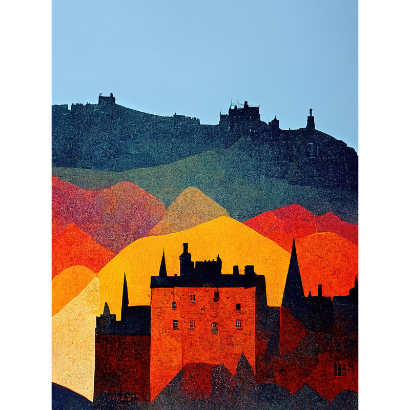 Edinburgh Autumn Scotland Modern Cityscape - Print, 40.5cm H x 30.5cm W x 0.2cm D, Unframed