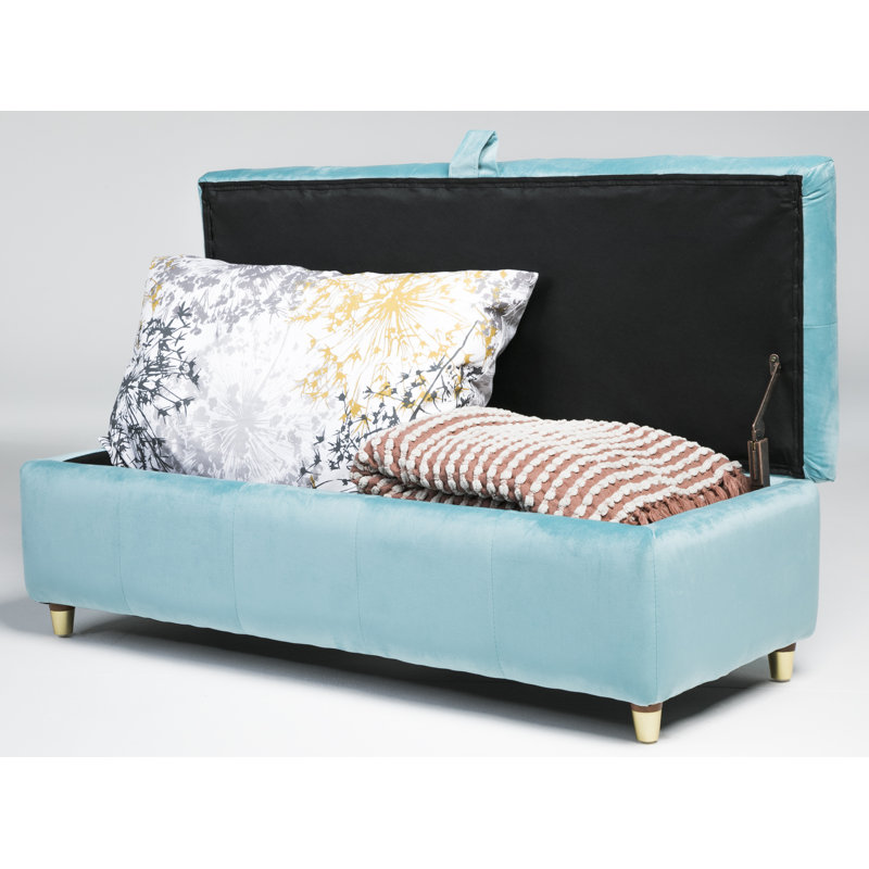 Agnes Upholstered Storage Bench, Blue