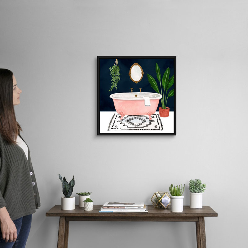 Boho Bath II - reproduction d'art sur toile, Cadre flottant noir, H 21,7 po x l 21,7 po x P 1,75 po