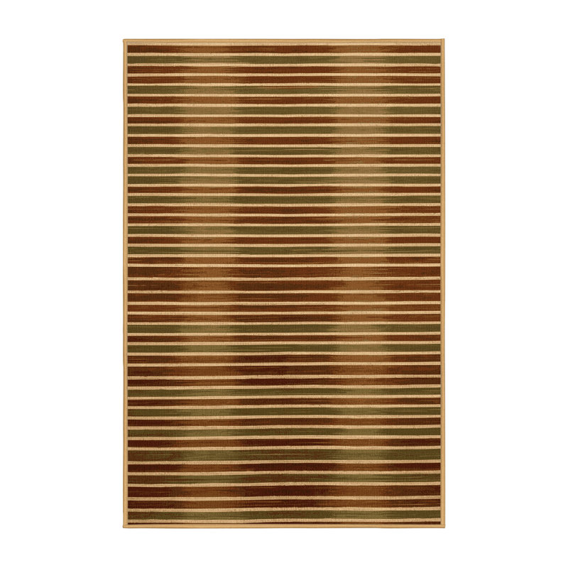 Tapis brun à rayures horizontales lavable à la machine, Rectangle 2 pi x 4 pi