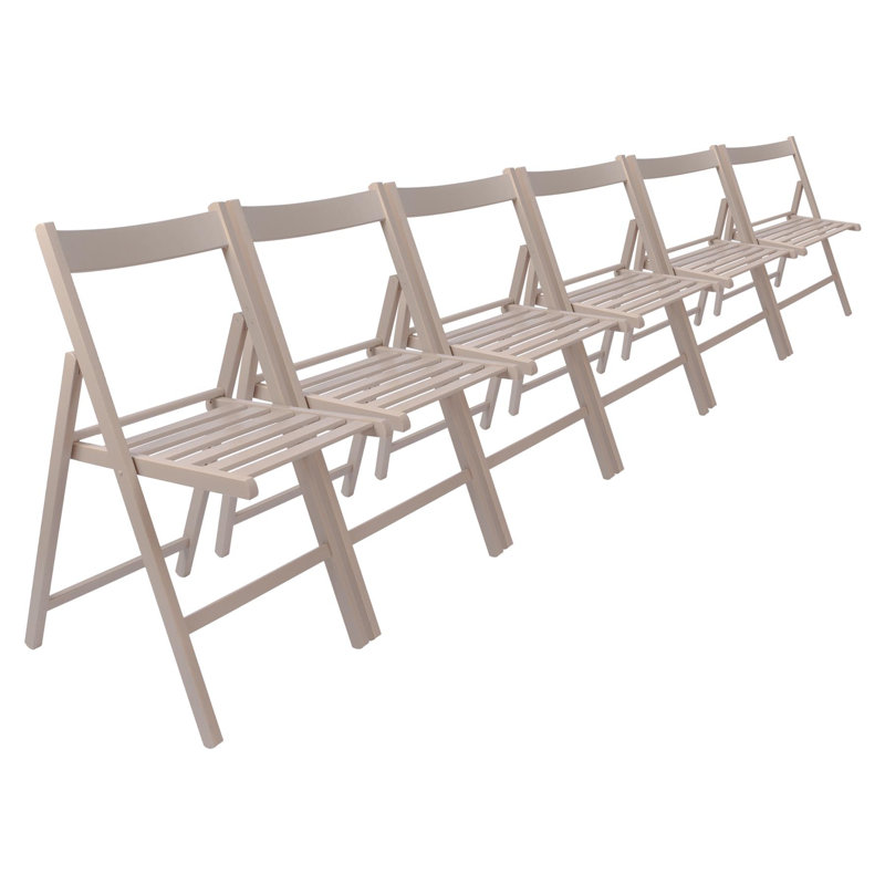 Harbour Housewares - Beech Wood Folding Chairs - Set of 6, Dove Grey