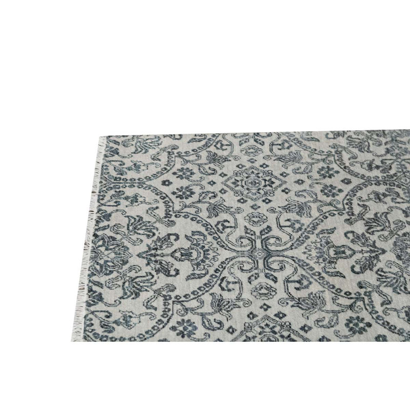 Damask Area Rug in Light Gray