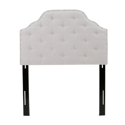 Tufted Upholstered Headboard, Solid Wood Head Board With Durable Metal Legs, Adjustable Height Headboard With Nailhead Trim,Fabric Headboard