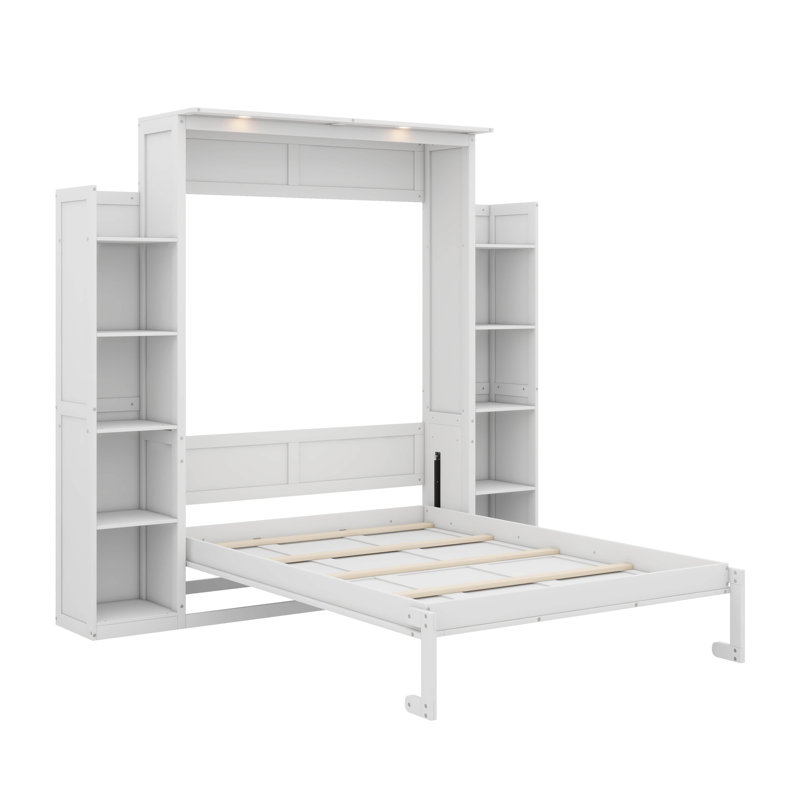 Full-Sized Murphy Wall Bed Featuring Built-In Shelving