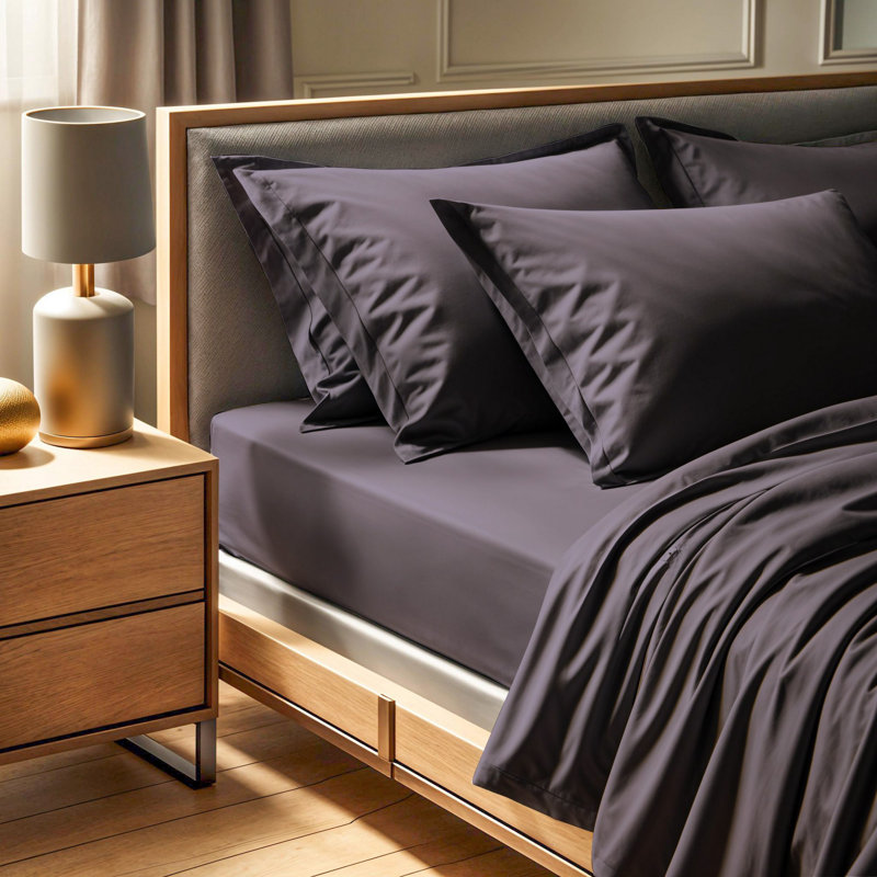 100% Cotton Ranforce Single Fitted Sheet, Dark Grey, 35.4 x 78.7 + 11.8 | 155 Thread Count, Machine Washable at 86°F | Soft, Durable, and Comfortable Bedding for a Cozy Sleep Experience