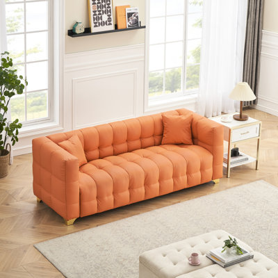 80 - Inch With 3 Seats, American Body Design, Technology , Cat Paw, Waterproof, For Living Room Orange Seat Structure, Waterproof And Stain Proof, Spring Wrap Cushion, Apartment