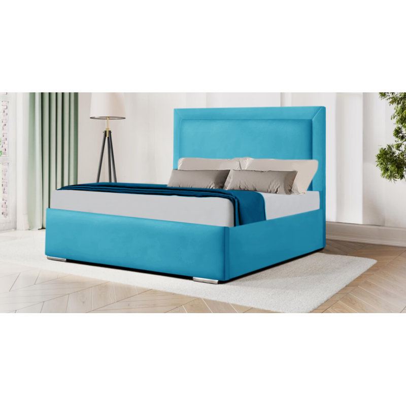 Ademide Upholstered Velvet Bed Frame, Kingsize (5'), Teal
