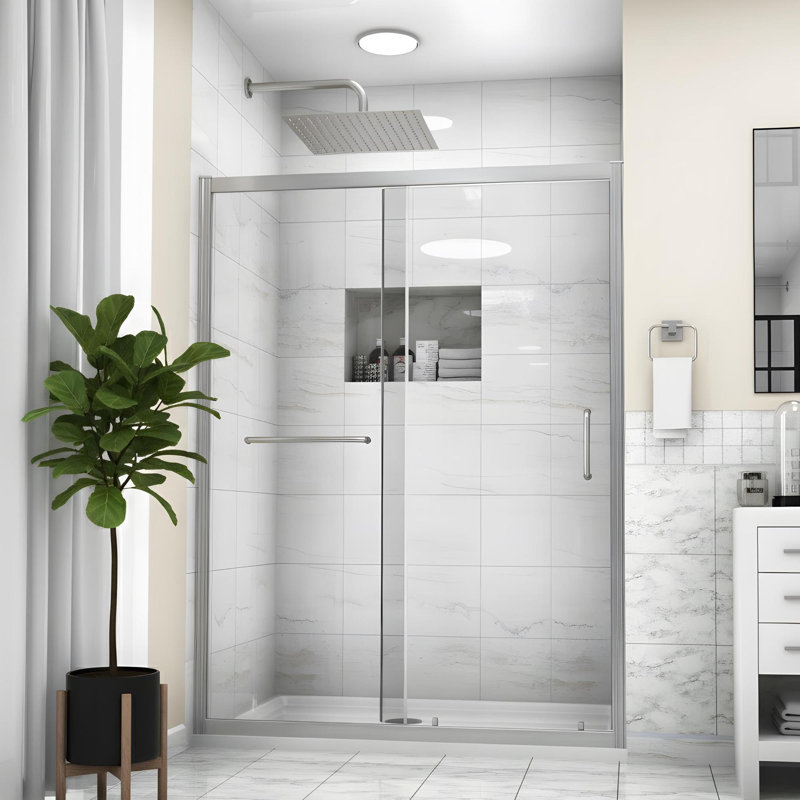 48"W x 72"H Silent and Smooth Single Sliding Shower Door, Chrome