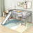 Twin Wood Loft Bed With Slide & Ladder-303621949-328852437