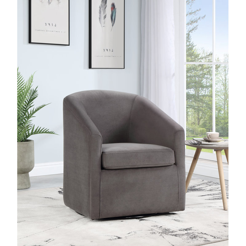 Fauteuil demi-tonneau pivotant en velours Biatris , Velours gris brouillard