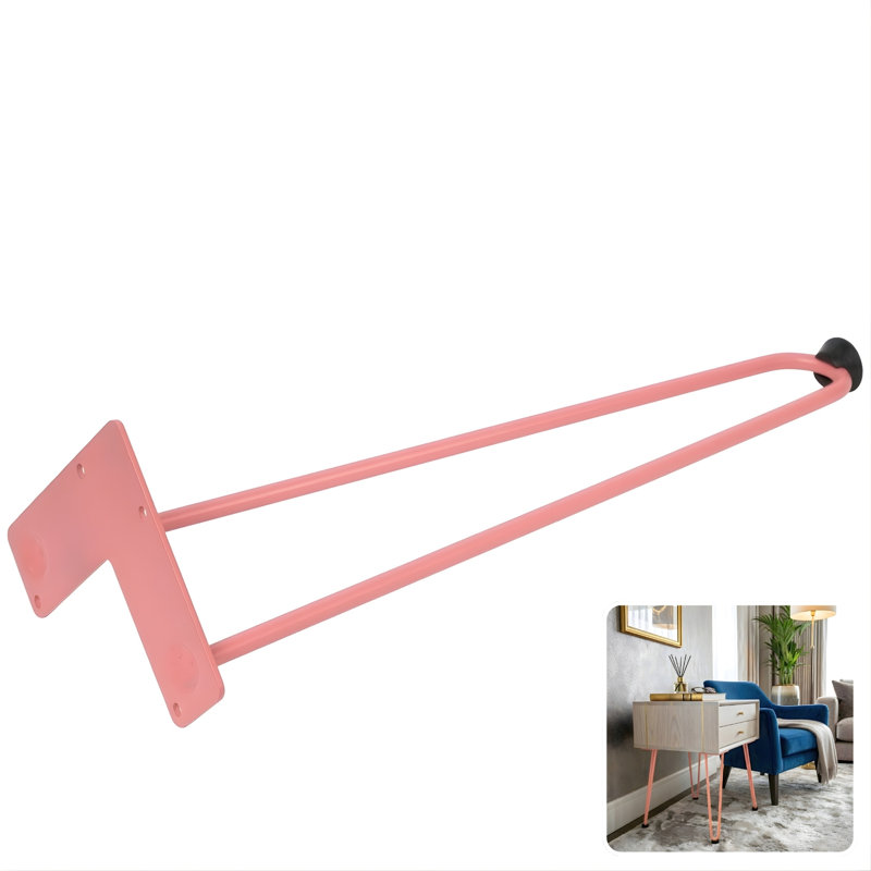 Mid Century Modern Hairpin Furniture Legs, 18" H, Blush (Pink)