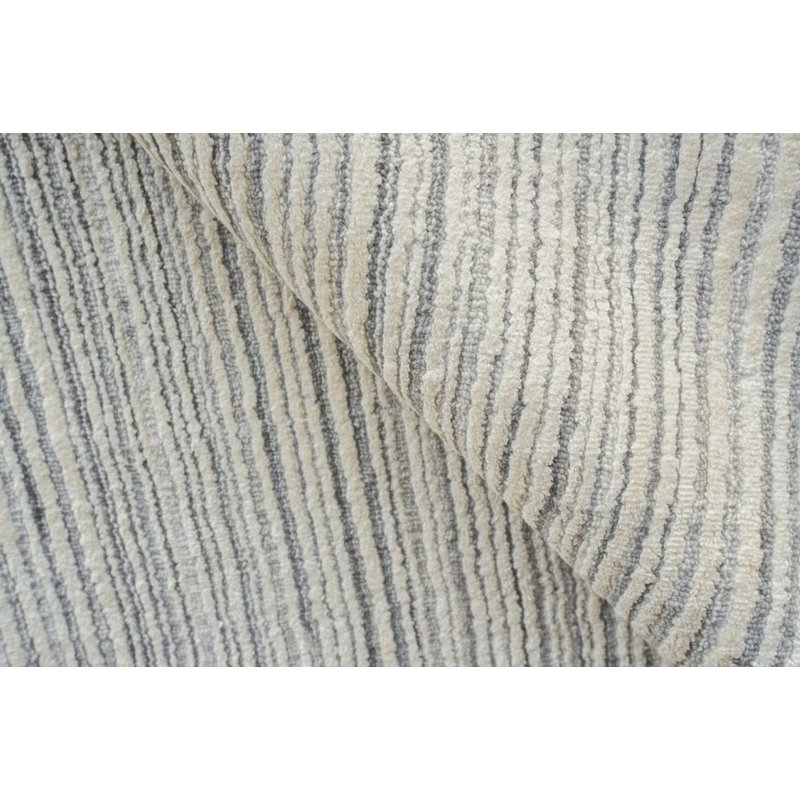 Rossini Striped Area Rug in Silver/Ivory, Rectangle 2' x 3'