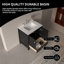 Meuble-lavabo simple noir 30 po avec comptoir en céramique blanc brillant, 1 tiroir et 2 portes.