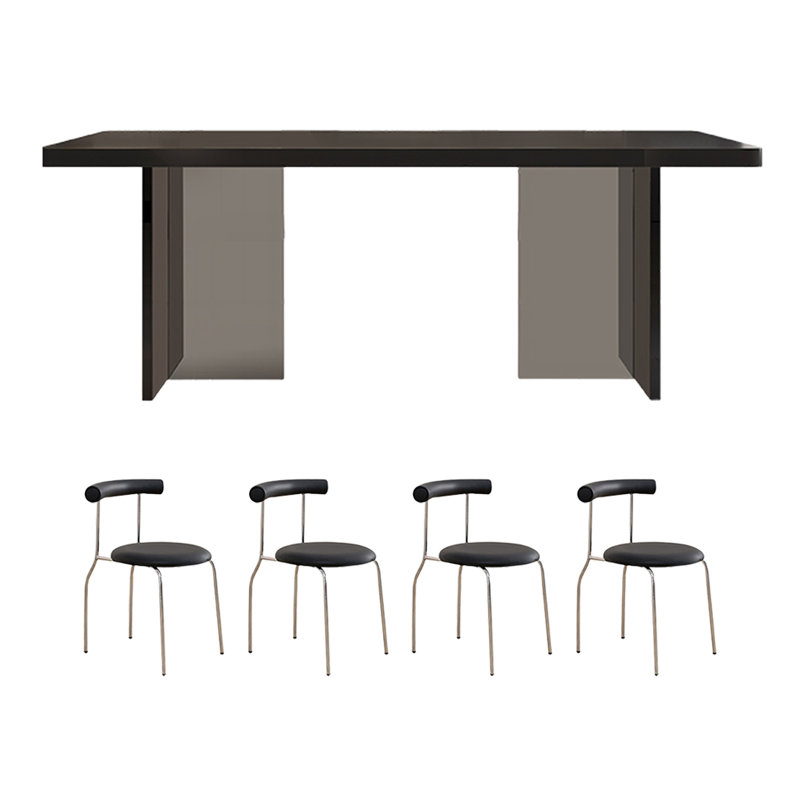 Table de salle à manger noire en ardoise minimaliste, H 29,52 po x L 55,11 po x l 31,49 po