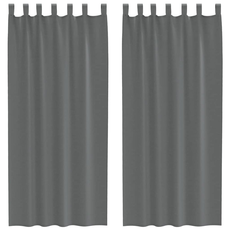 Voile Curtains With Tab Top 2 Pcs, Dark Grey, 140cm Width x 225cm Drop
