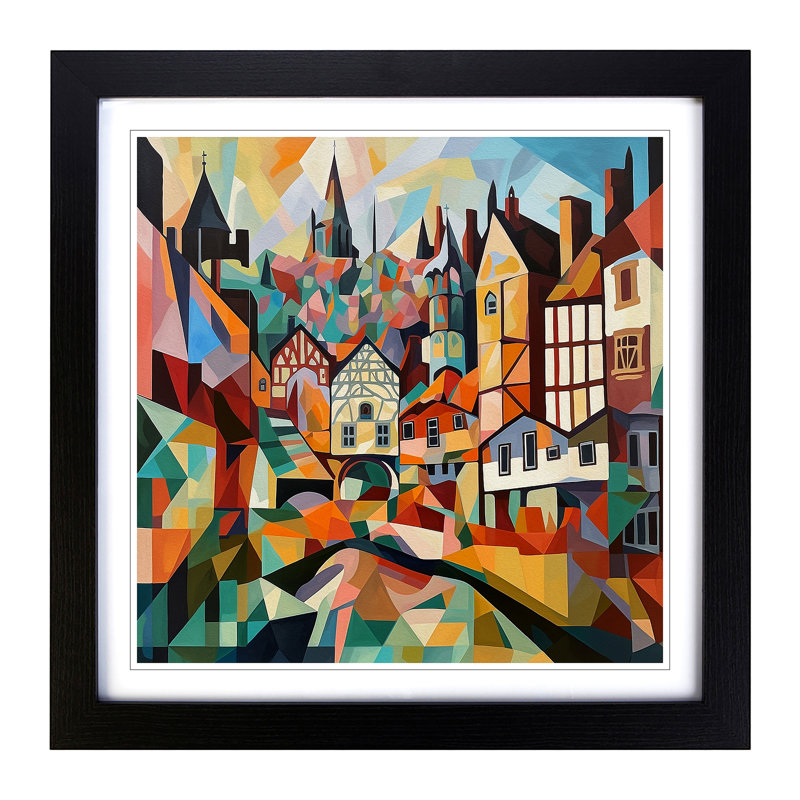 City Of Canterbury Cubism No.2 - Framed Print, Oak
