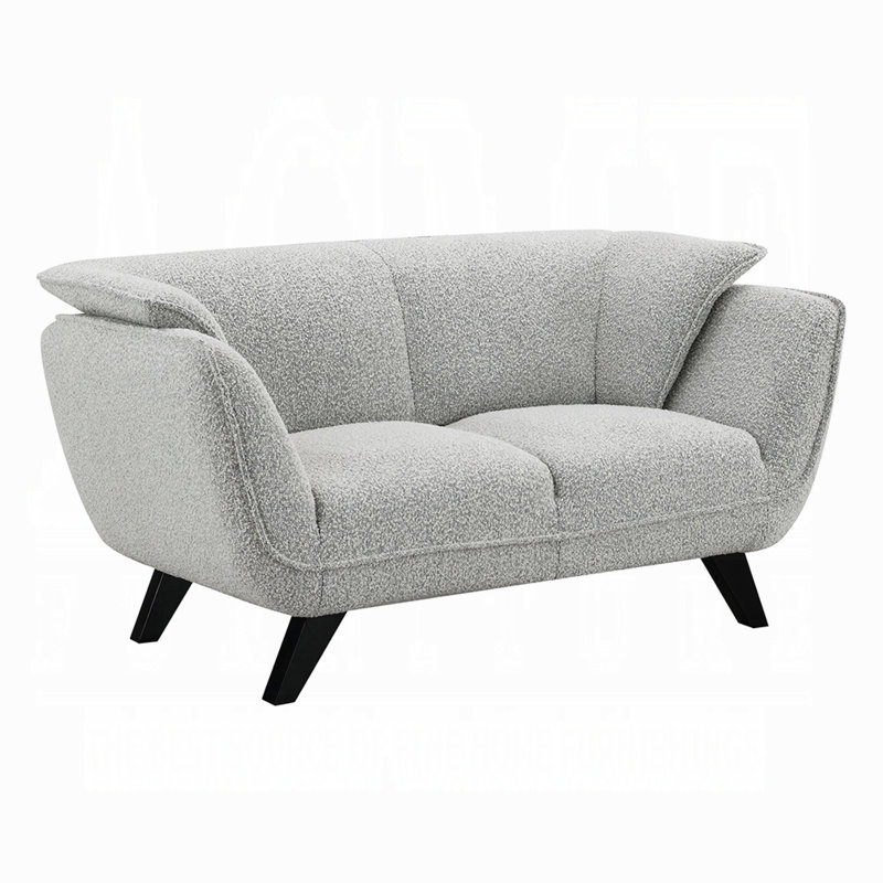 Causeuse Naeli, boucle ronde gris clair, bois de pin massif de 65 pouces