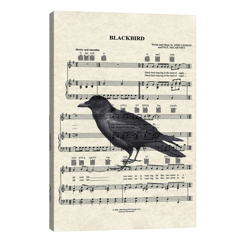 Blackbird With Large Bird - Wrapped Canvas Print, 101.6 cm H x 66.04 cm W x 3.175 cm D